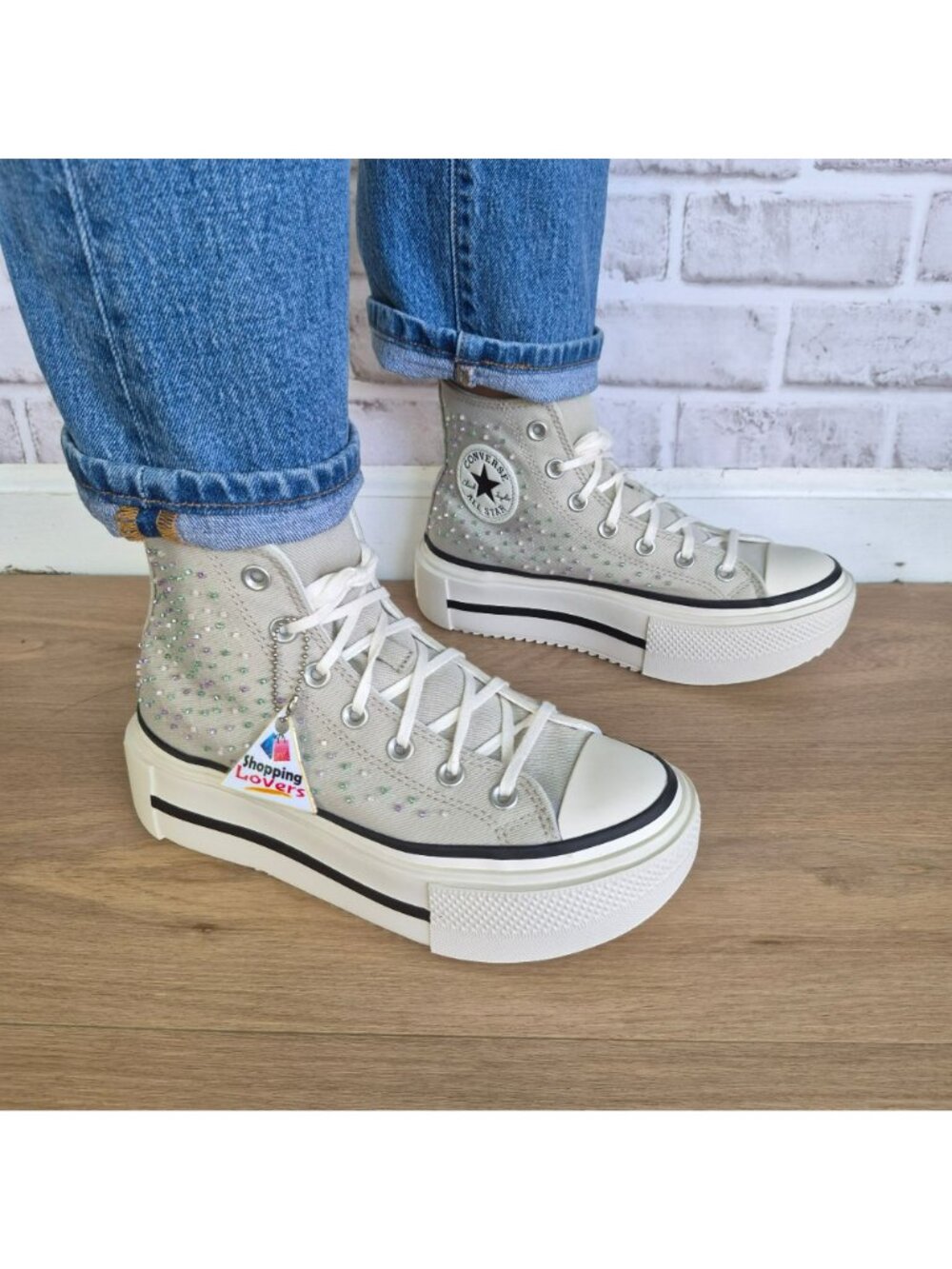 ⭐Converse Chuck Lift Double Stack Beading Sz 7 Womens shoes Sneaker Gray A19339C - Picture 12 of 13
